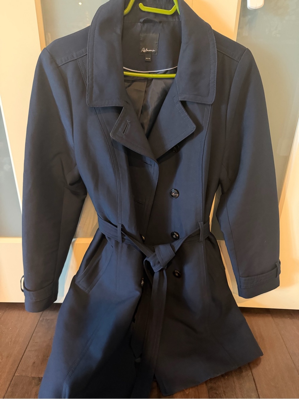 Reitmans Navy Double-Breasted Trench Coat with Belt - Picture 2 of 5